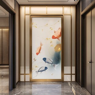 中式玄关锦鲤艺术装饰画