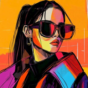 时尚酷感墨镜女郎插画