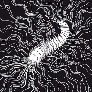 黑白线条勾勒的神秘蠕虫