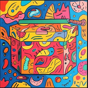 色彩斑斓的创意盒子插画