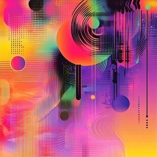 梦幻多彩抽象几何艺术画面