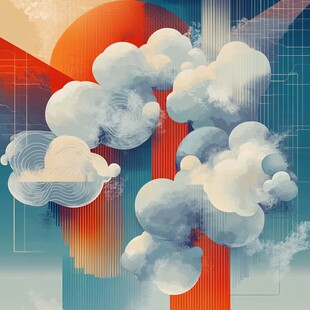 梦幻云朵抽象艺术插画