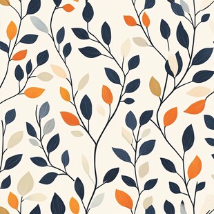 树叶图案的简约花卉背景