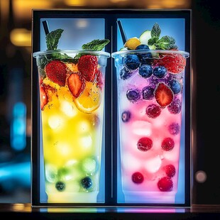 双杯缤纷鲜果冰饮