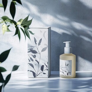 简约植物风洗手液及包装