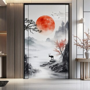中式山水玄关装饰画意境美