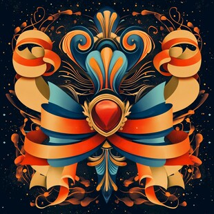 复古奇幻双鸟装饰艺术图案