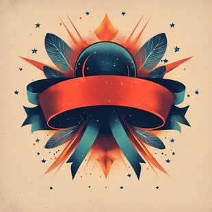 星球饰带插画 绚丽梦幻风