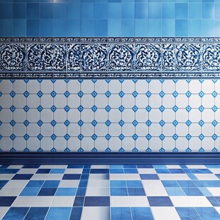 蓝白瓷砖打造的精美空间