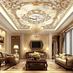 奢华欧式客厅天花板装饰