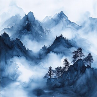 水墨山水间 云雾绕峰林