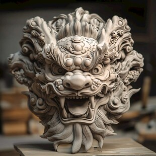 中式龙首雕塑 工艺精湛