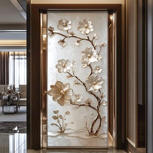 中式雕花艺术玻璃隔断