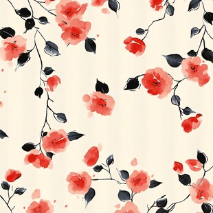 手绘花卉图案背景纹理