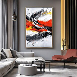 现代客厅中的抽象艺术挂画