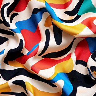 多彩抽象花纹丝绸面料
