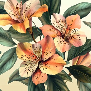 复古风六出花花卉插画