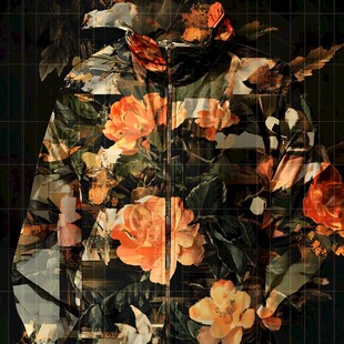 花卉图案潮流连帽外套