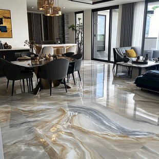 现代轻奢风客厅餐厅一体化