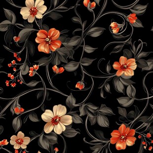 黑色背景花卉图案设计