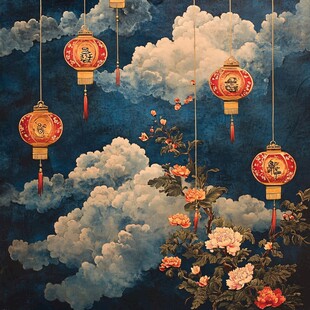 云间灯笼映繁花