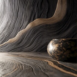 木纹纹理与古朴陶碗之美