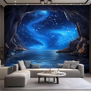 梦幻星空洞穴风客厅背景墙
