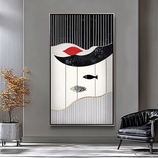 现代简约风黑白红装饰画