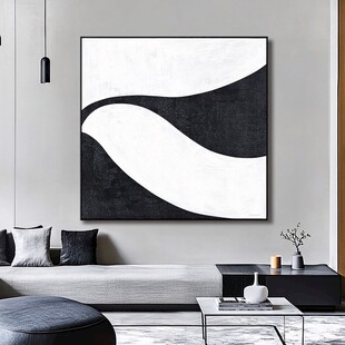 黑白抽象挂画装点简约客厅