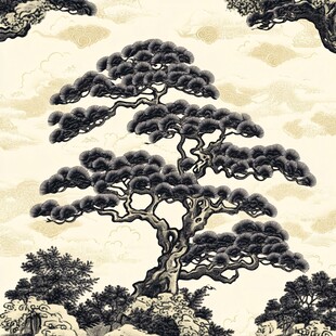 中式水墨苍松图