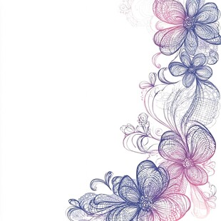 梦幻渐变花朵边框装饰图