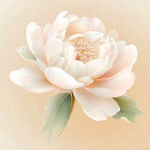 优雅绽放的柔美白牡丹花