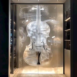 玻璃上的大提琴音乐艺术