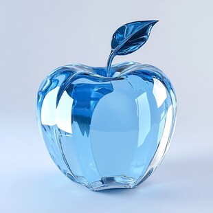 蓝色水晶苹果摆件