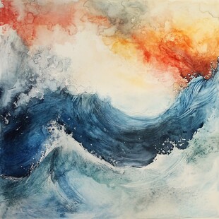 汹涌海浪绘就壮丽海洋景