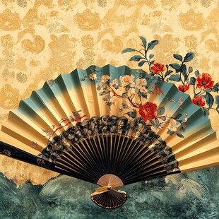 古风折扇 花卉与古典纹饰之美