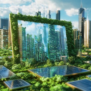 未来绿色城市与光伏融合图景