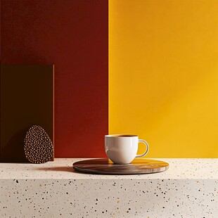 多彩背景下的咖啡杯静物