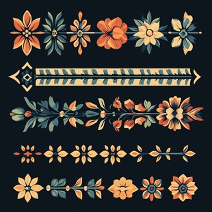 复古花卉装饰图案设计元素