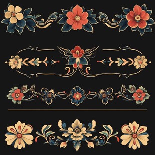 复古花卉装饰图案设计元素