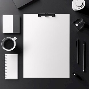 简约黑白风办公文具场景