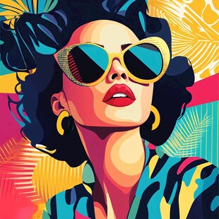 时尚墨镜女郎的绚丽风采