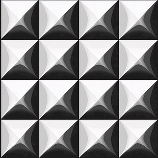 黑白几何拼接立体图案