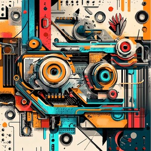 未来机械风抽象艺术插画