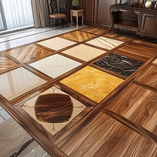 多样花纹拼接木地板展示