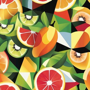 缤纷几何水果图案设计