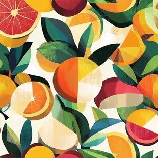 缤纷水果几何图案背景图