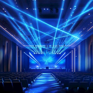 炫酷蓝光打造的梦幻舞台厅