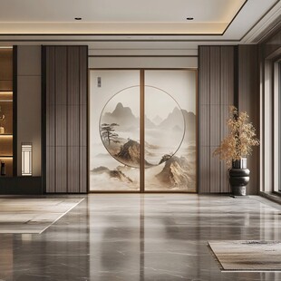 中式山水屏风雅致空间