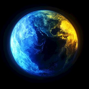 璀璨发光的蓝色地球